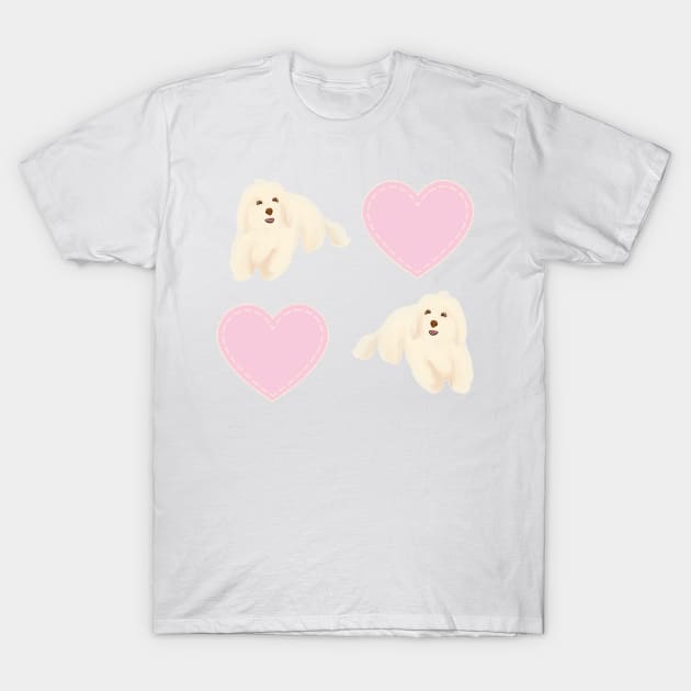 Fluffy Maltipoo Pattern T-Shirt by PatternbyNOK